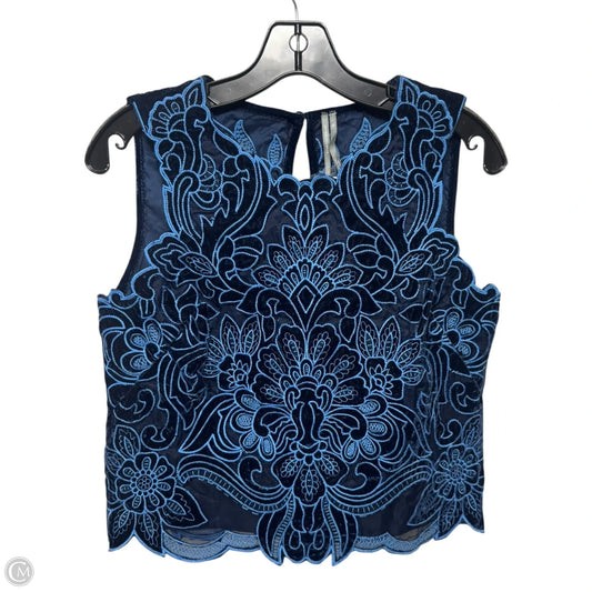 Lainie High-Neck Lace Cutwork Sleeveless Velvet Blouse By Anthropologie In Blue, Size: XS