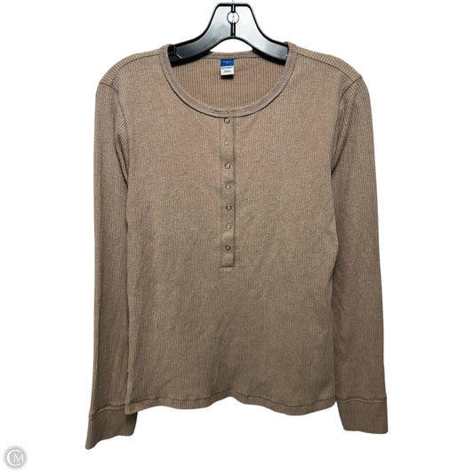 Plush Ribbed Top Long Sleeve By Old Navy In Taupe, Size: L