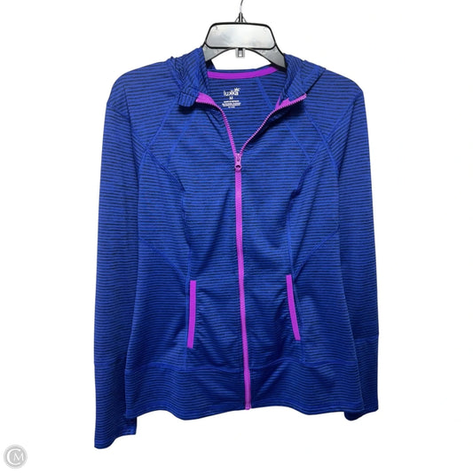 Hooded Full Zip Athletic Jacket By Lukka In Blue, Size: M