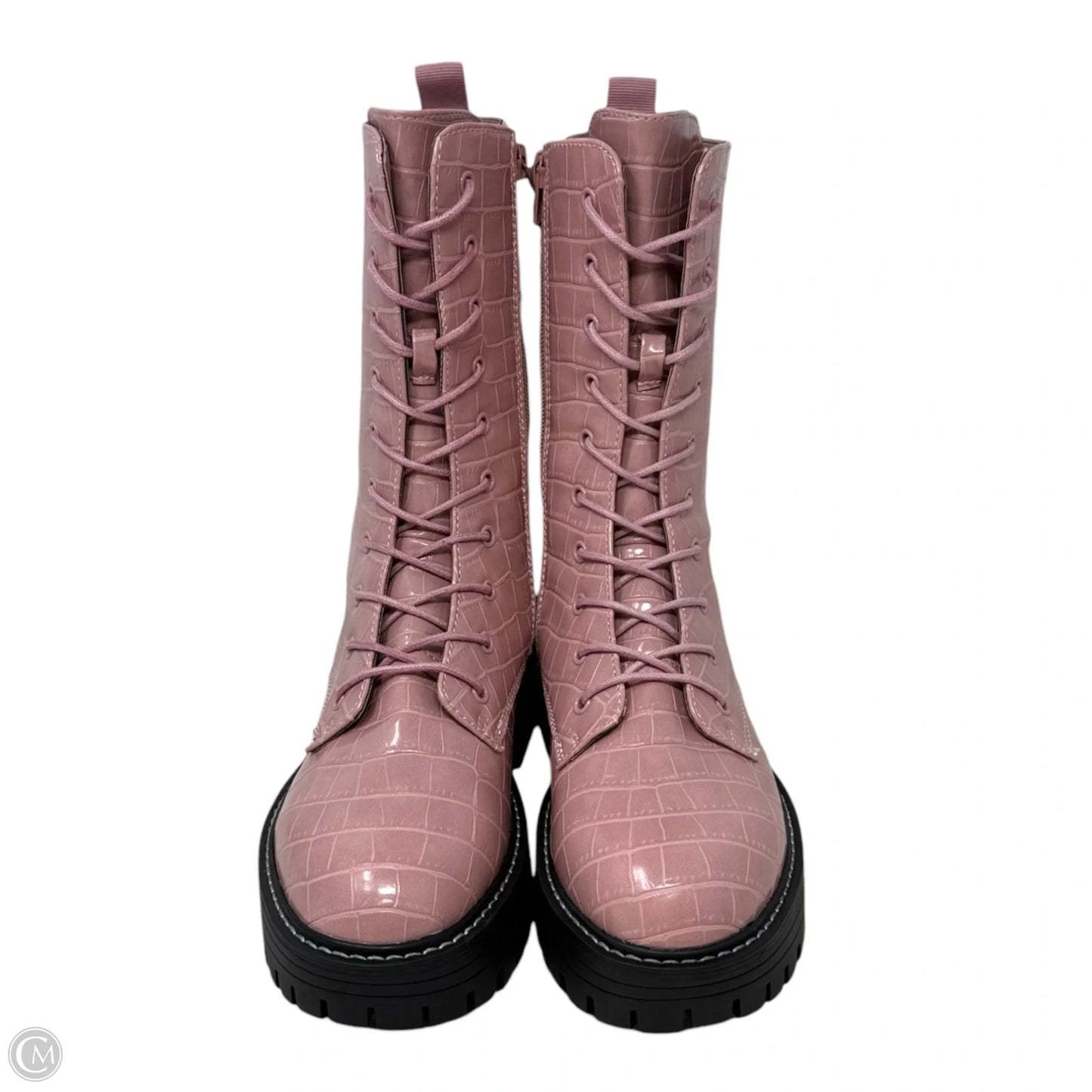 Limelight  Mid Shaft Combat Boots By Sugar In Pink, Size: 7.5
