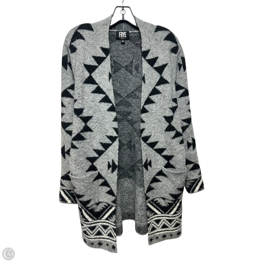 Sweater Cardigan Designer By Frye In Black & Grey, Size: S