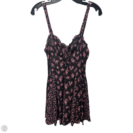 Don't Dare Mixed Print Slip Mini Dress By Free People In Black Combo Floral Print, Size: Xs