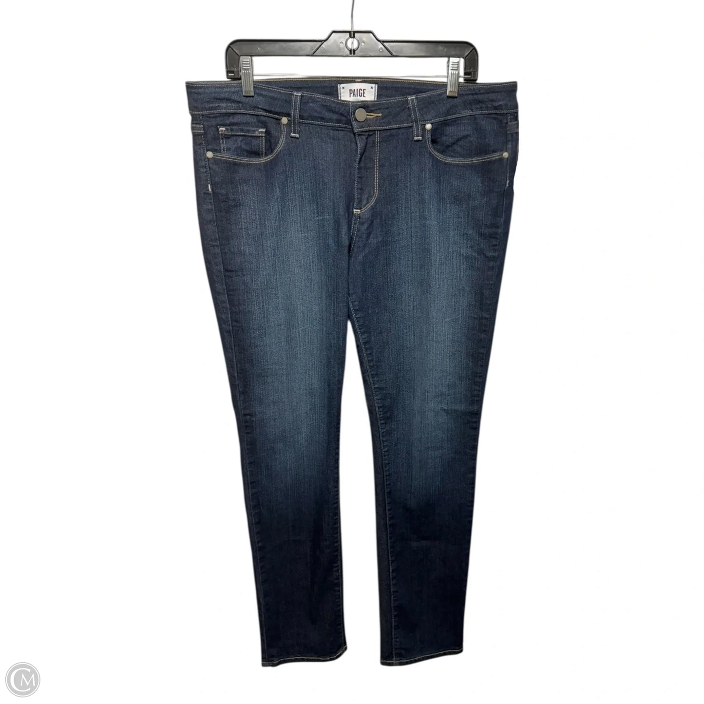Jeans Straight By Paige In Blue Denim, Size: 14