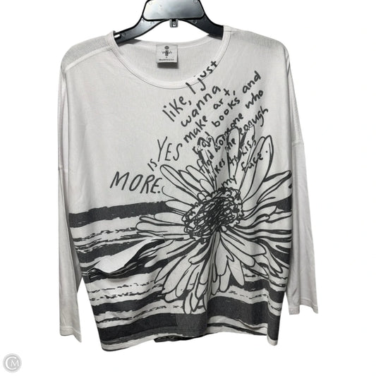 Top Long Sleeve By inoah In Grey & White, Size: S