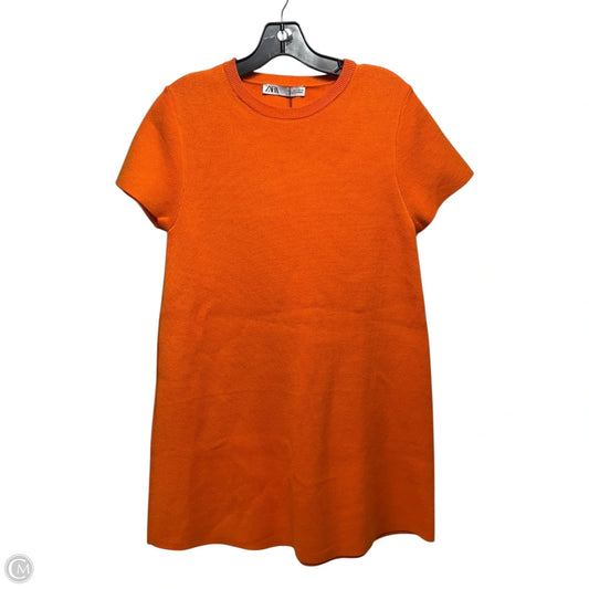 Knit Dress Casual Short By Zara In Orange, Size: L