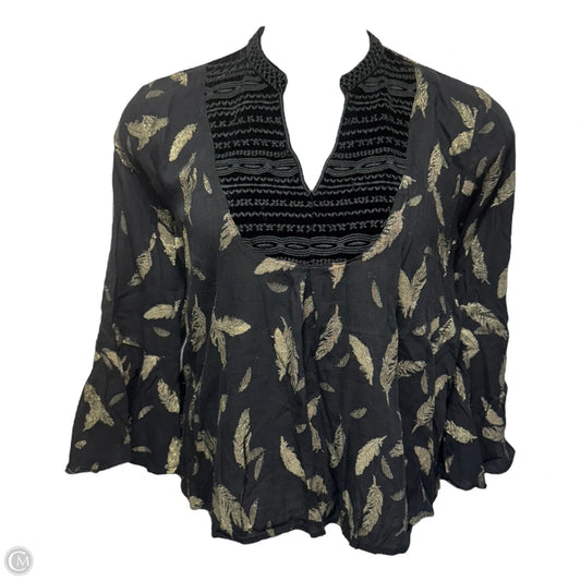 Top Long Sleeve By Johnny Was In Black & Gold, Size: M