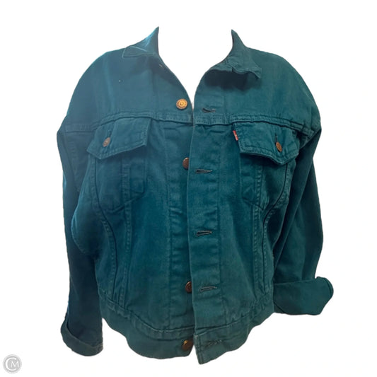 Denim Trucker Jacket  By Levis In Teal, Size: S