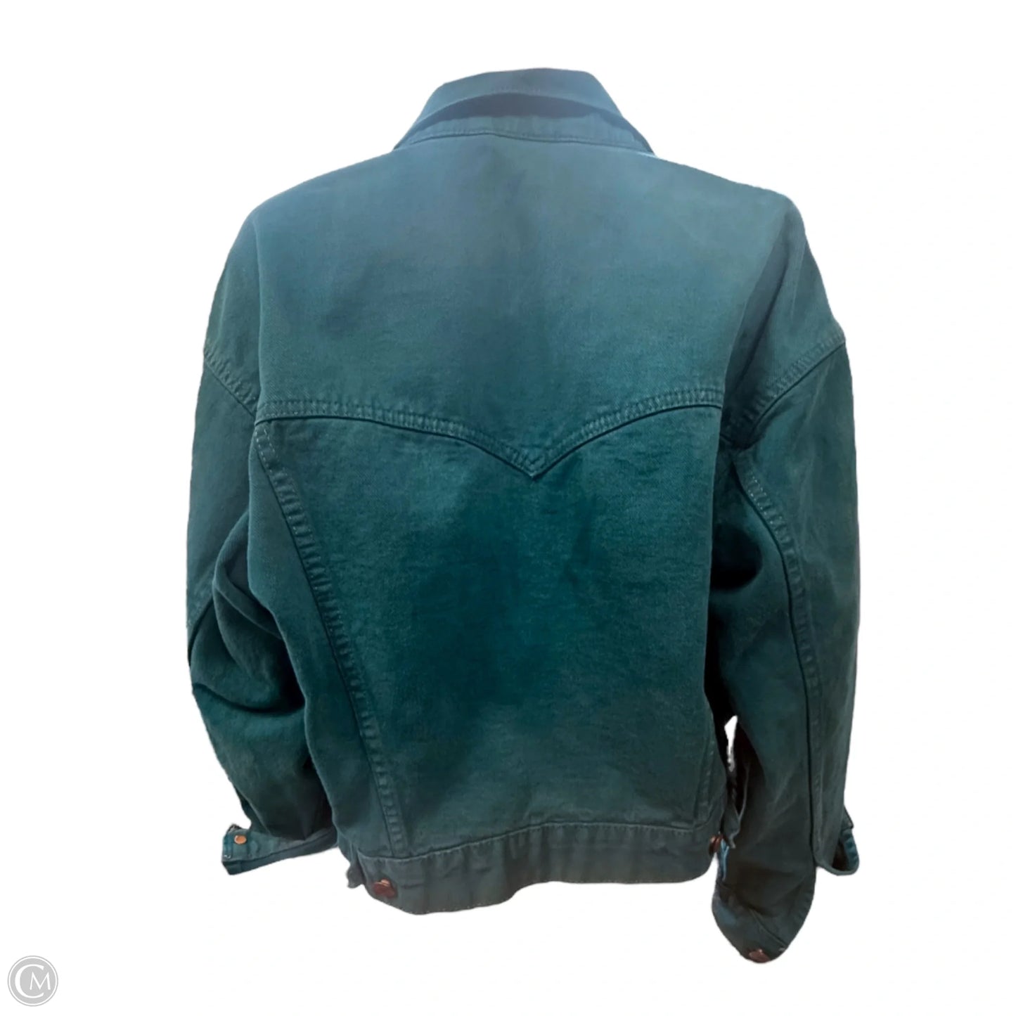 Denim Trucker Jacket  By Levis In Teal, Size: S
