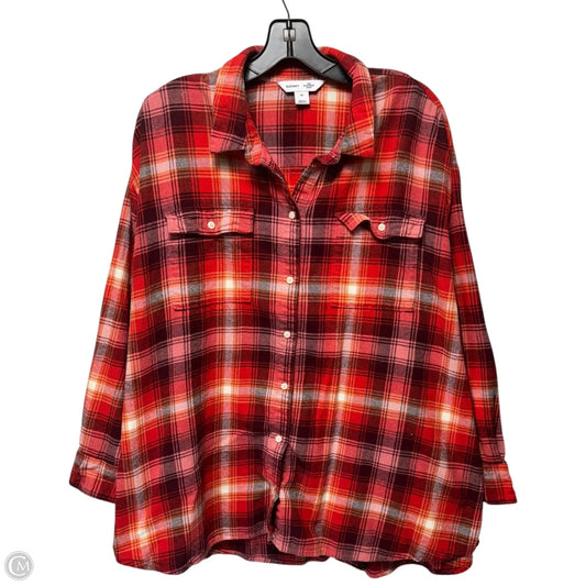 Top Long Sleeve By Old Navy In Plaid Pattern, Size: 2x