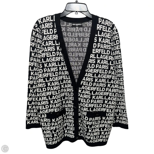 Sweater Cardigan By Karl Lagerfeld In Black & White, Size: M