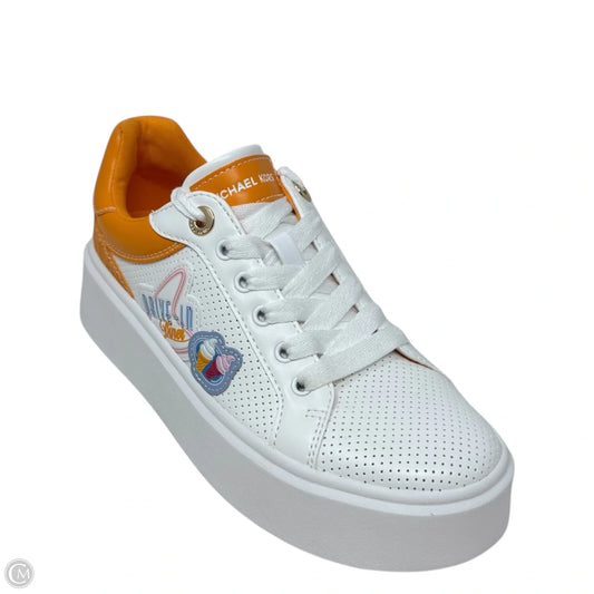 Romey Embellished Mixed-Media Sneakers By Michael By Michael Kors In Orange & White, Size: 6.5