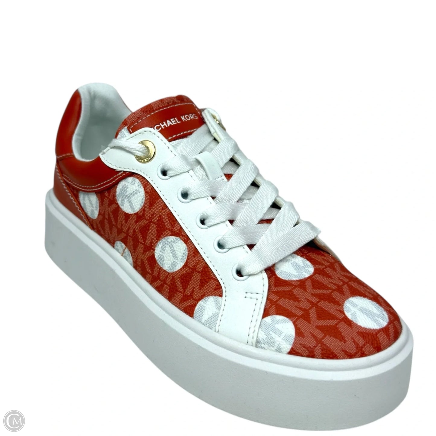 Romey Polka Dot Platform Sneakers By Michael By Michael Kors In Orange & White, Size: 6.5