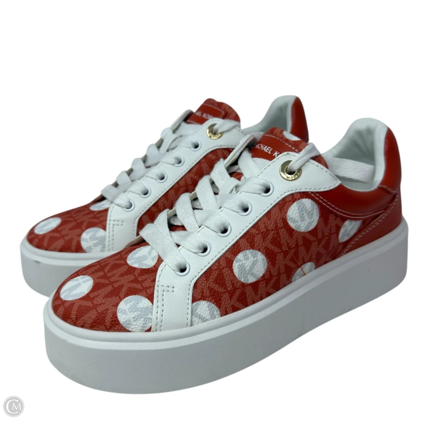 Romey Polka Dot Platform Sneakers By Michael By Michael Kors In Orange & White, Size: 6.5