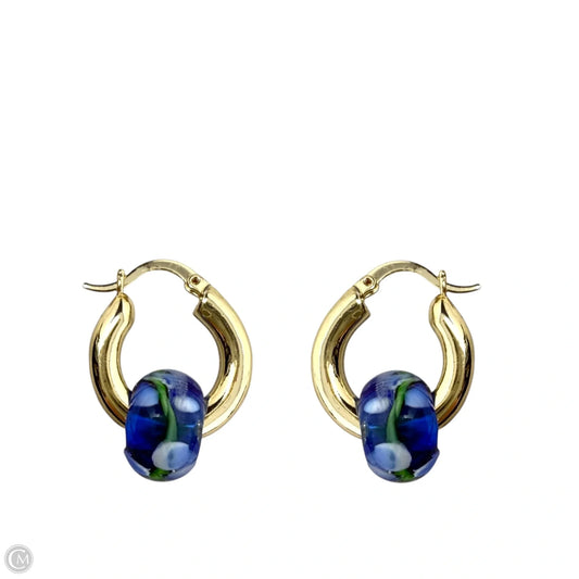 Blue Glass Bead Hoop Earrings