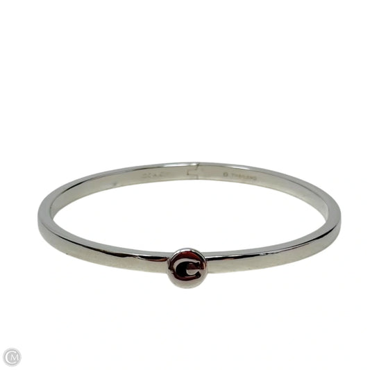 Signature C Logo Plaque Silver Tone Stainless Steel Bangle Bracelet Designer By Coach