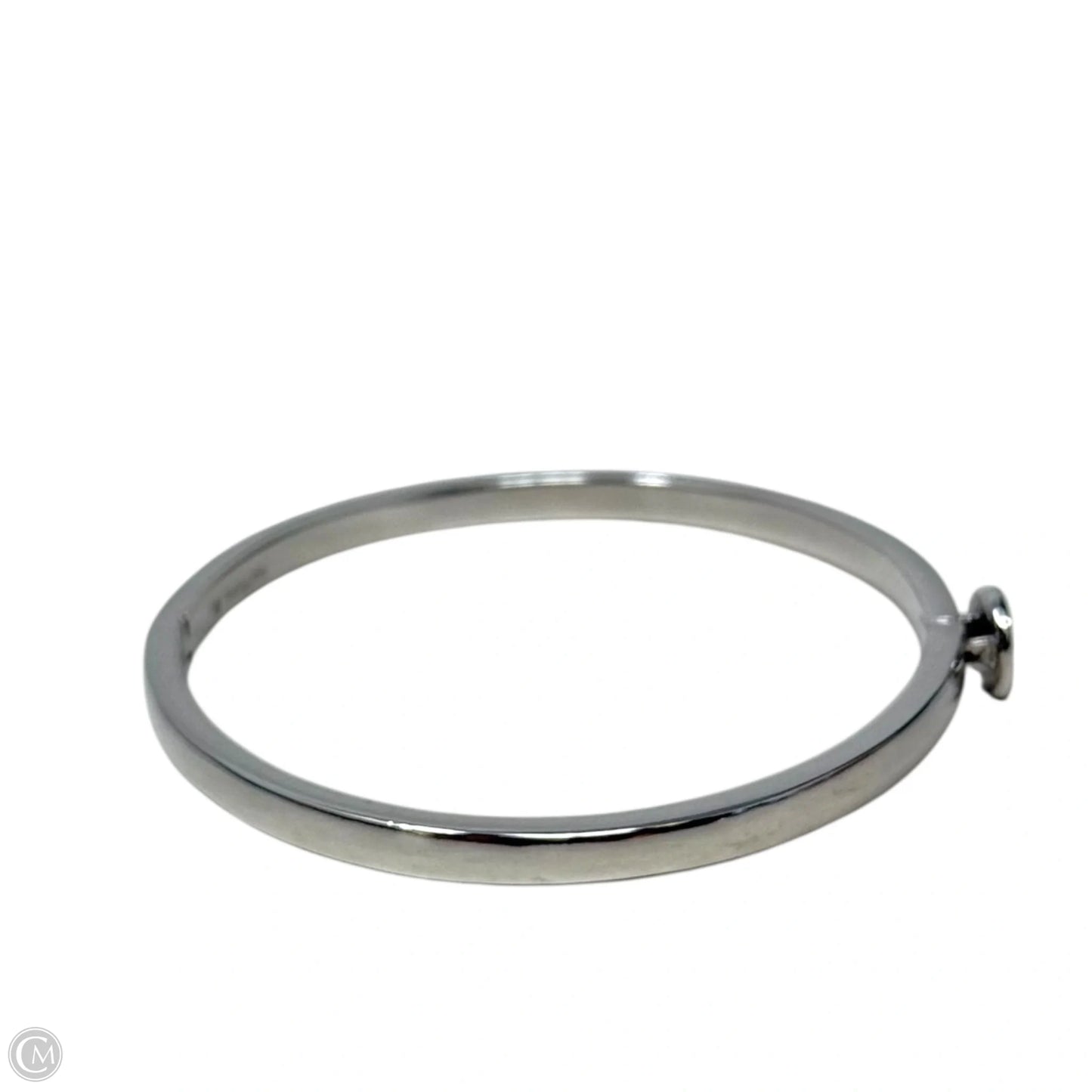 Signature C Logo Plaque Silver Tone Stainless Steel Bangle Bracelet Designer By Coach