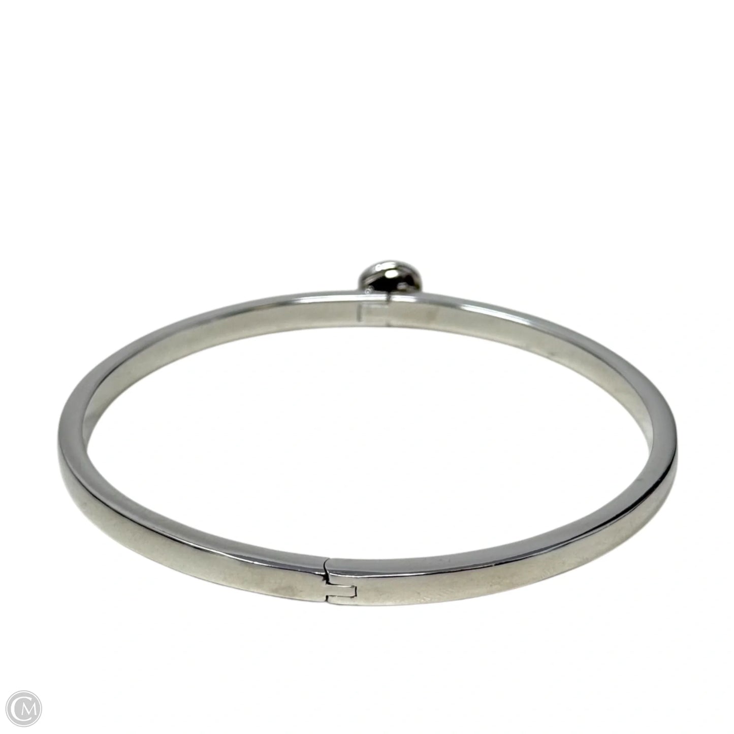 Signature C Logo Plaque Silver Tone Stainless Steel Bangle Bracelet Designer By Coach