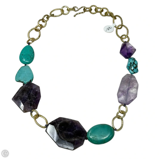 Chunky Turquoise & Amethyst Statement Necklace