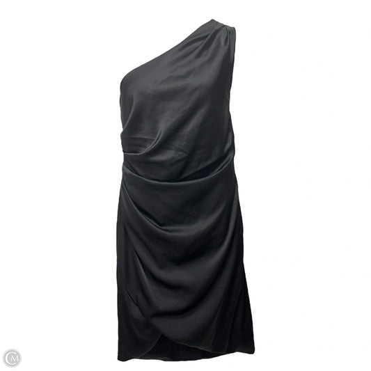 One Shoulder Satin Knee Length Dress By Banana Republic In Black, Size: 14