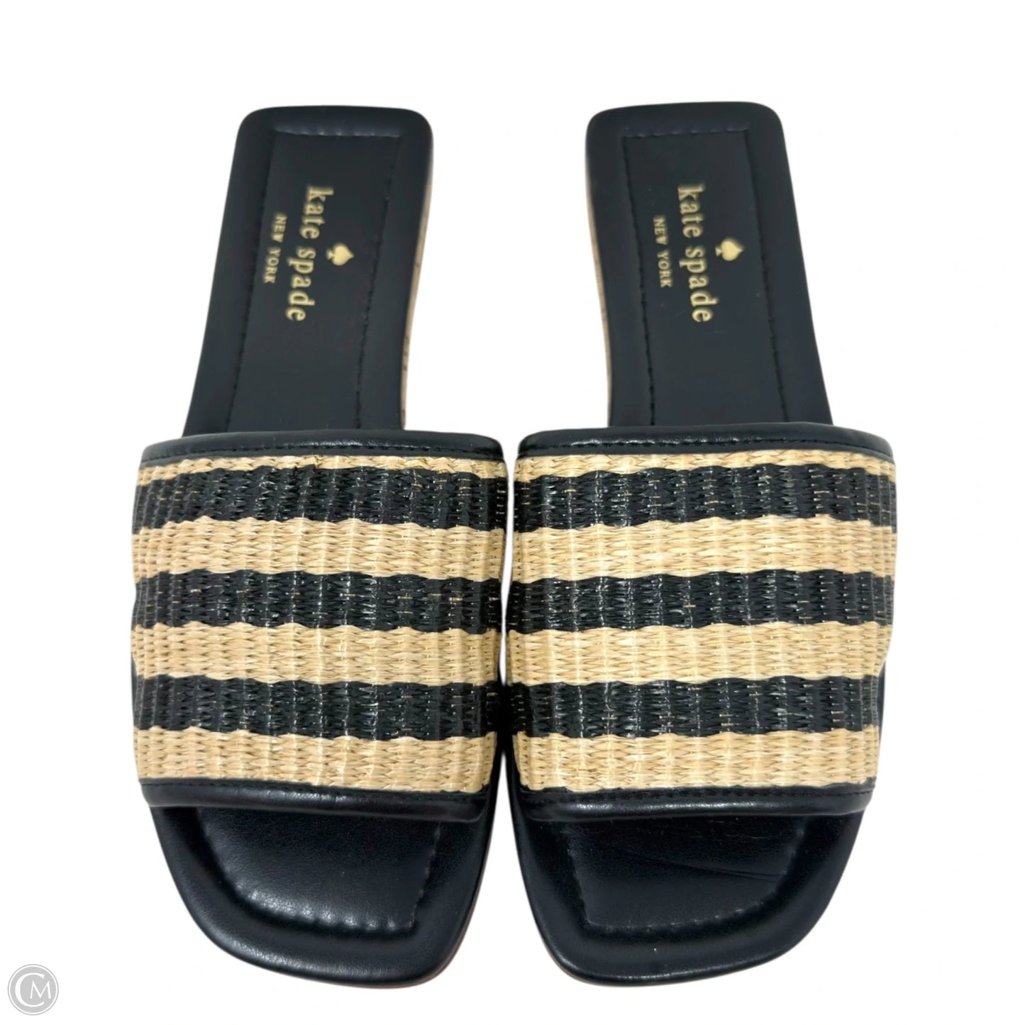 Juiliane Slide Sandals Designer By Kate Spade In Black & Cream, Size: 6.5