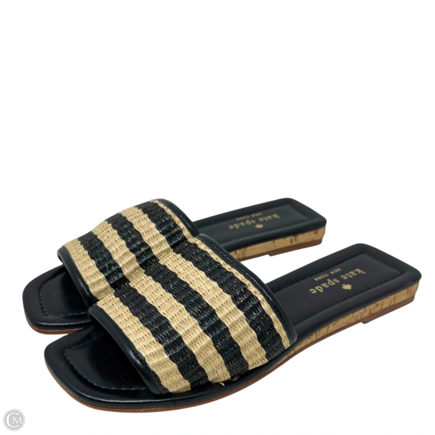 Juiliane Slide Sandals Designer By Kate Spade In Black & Cream, Size: 6.5