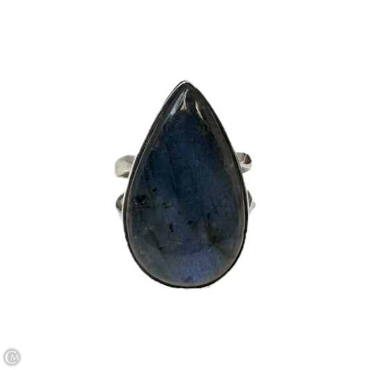 Labradorite Teardrop Ring Sterling Silver, Size: 7