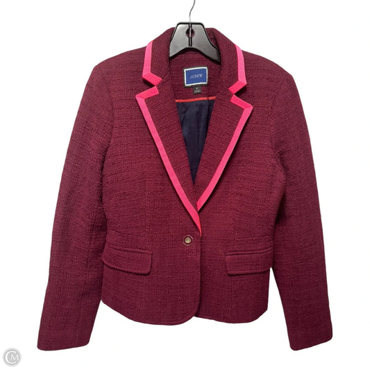 Cropped Tweed Blazer By J. Crew In Maroon, Size: 6