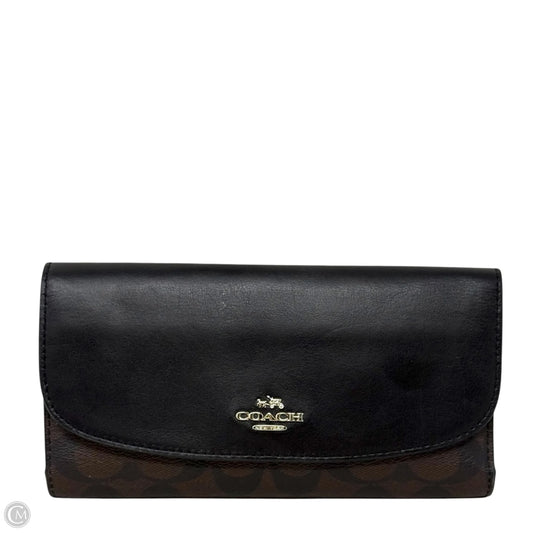 Signature PVC With Leather Checkbook Wallet  Designer By Coach, Size: Large