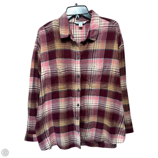 Top Long Sleeve By Old Navy In Plaid Pattern, Size: Xl