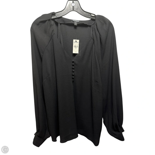 Blouse Long Sleeve By Express In Black, Size: Xl