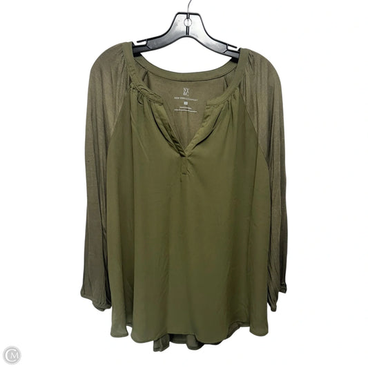Blouse Long Sleeve By New York And Co In Green, Size: Xl