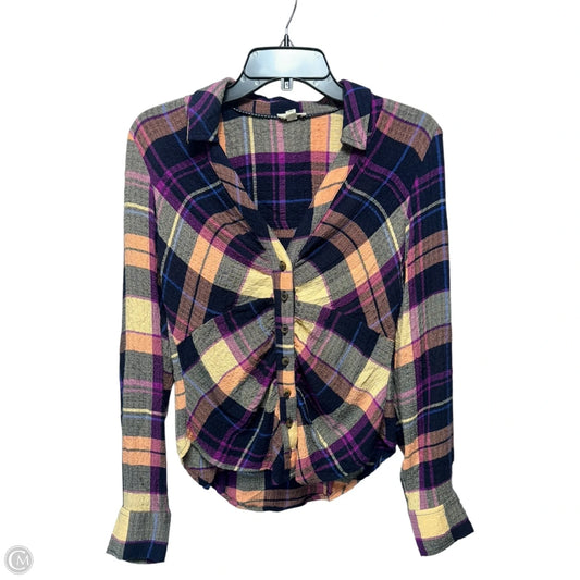 Top Long Sleeve By Pilcro In Plaid Pattern, Size: Xs