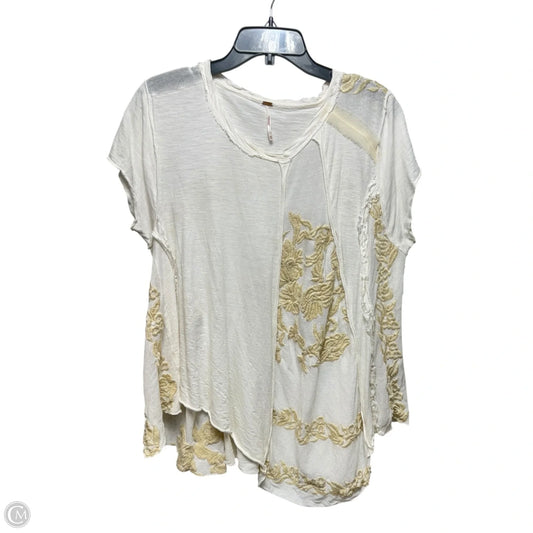 Patchwork Top Short Sleeve By Free People In Cream, Size: Xs