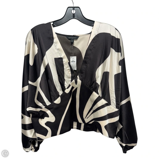 Top Long Sleeve By Banana Republic In Brown & Cream, Size: 14