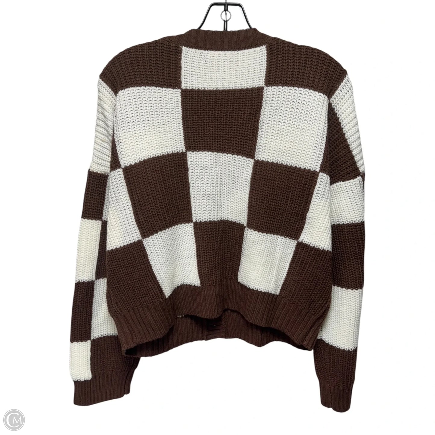 Sweater Cardigan By Love Tree In Checkered Pattern, Size: L