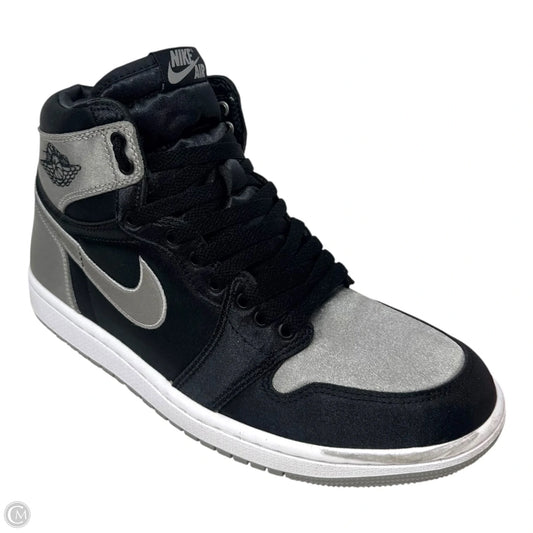 Jordan 1 Retro Satin Shoes Sneakers By Nike In Black & Silver, Size: 9
