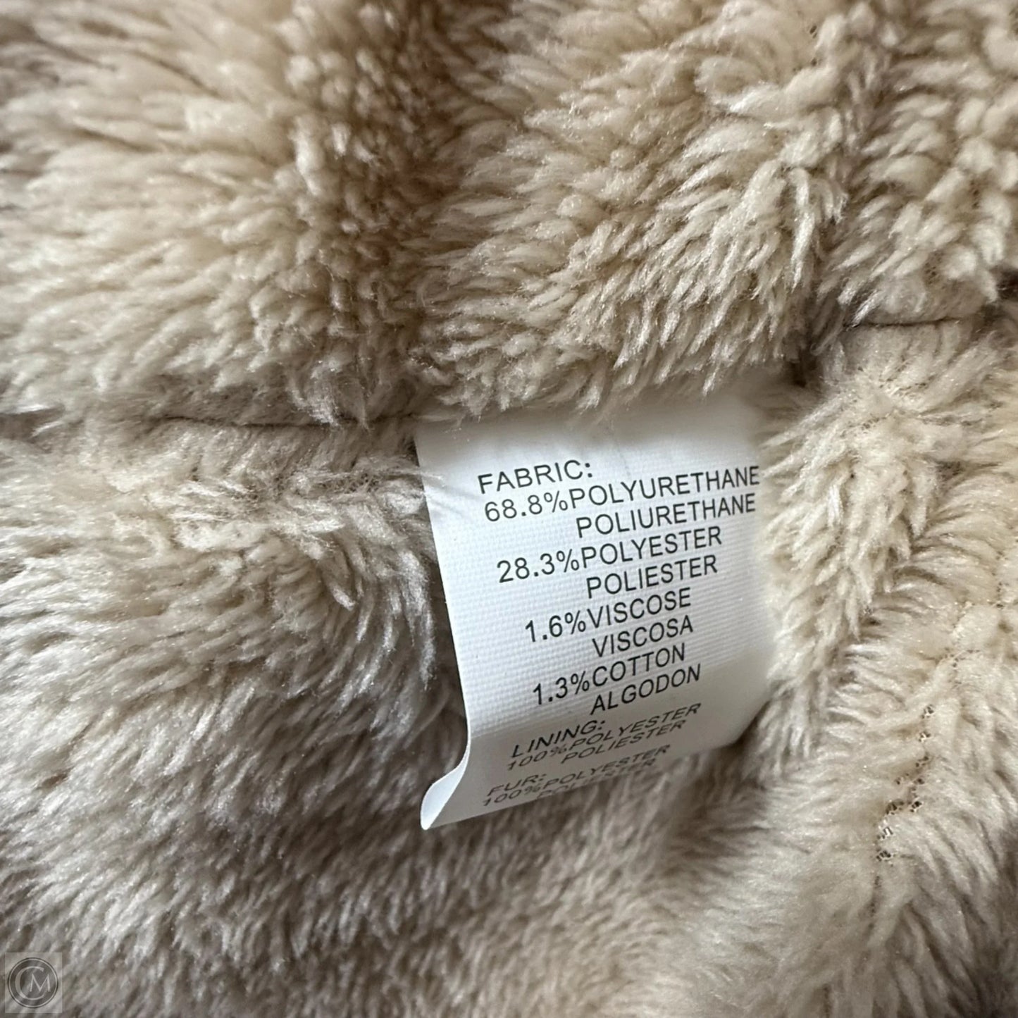 Faux Leather Belted Swing Coat with Faux Fur Hood By Gran Oriente In Cream, Size: L
