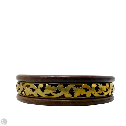 Gold Tone & Wood Boho Bangle Bracelet