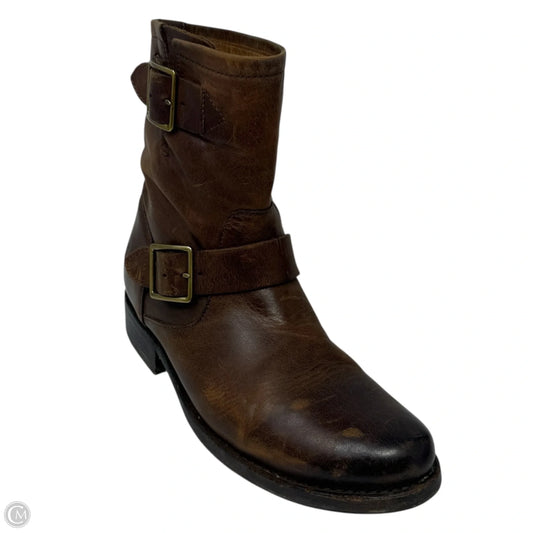 Vicky Engineer Short Boots Designer By Frye In Brown, Size: 7.5