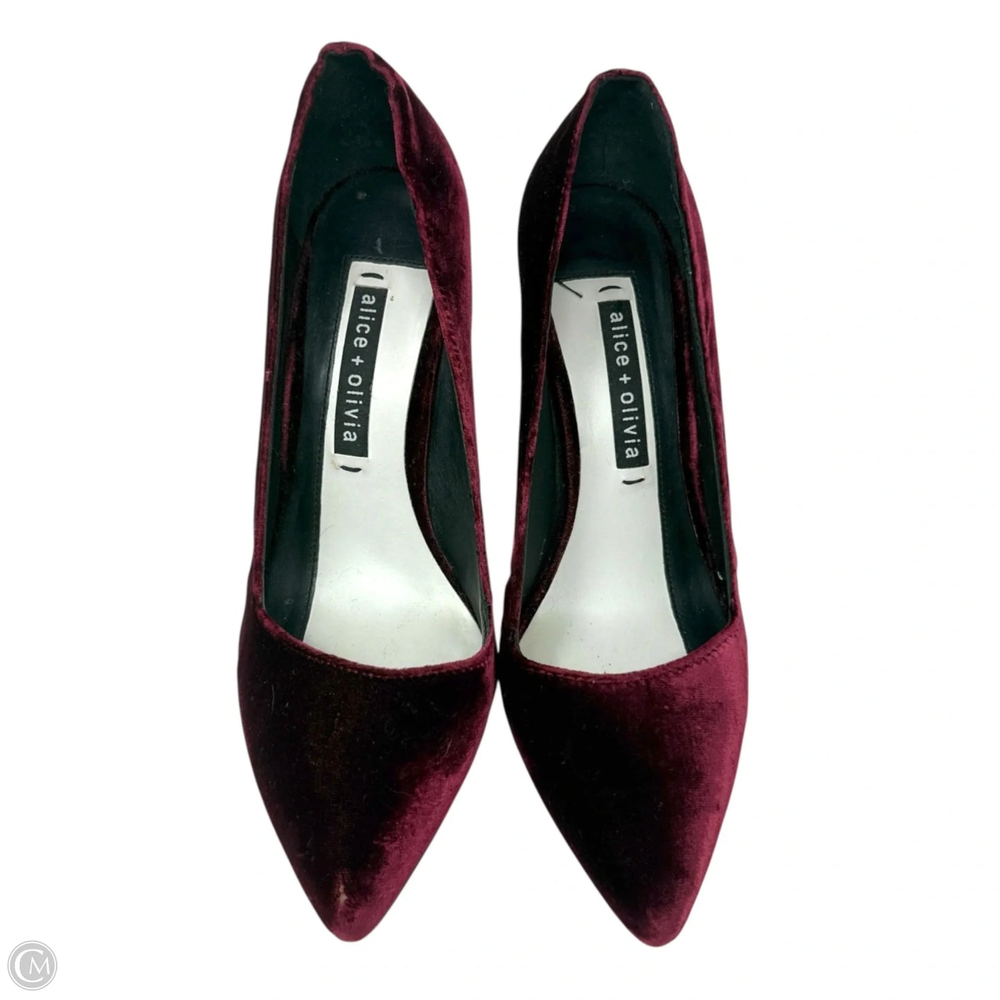 Dina Velvet Stiletto Pumps Designer By Alice + Olivia In Burgundy, Size: 8/38