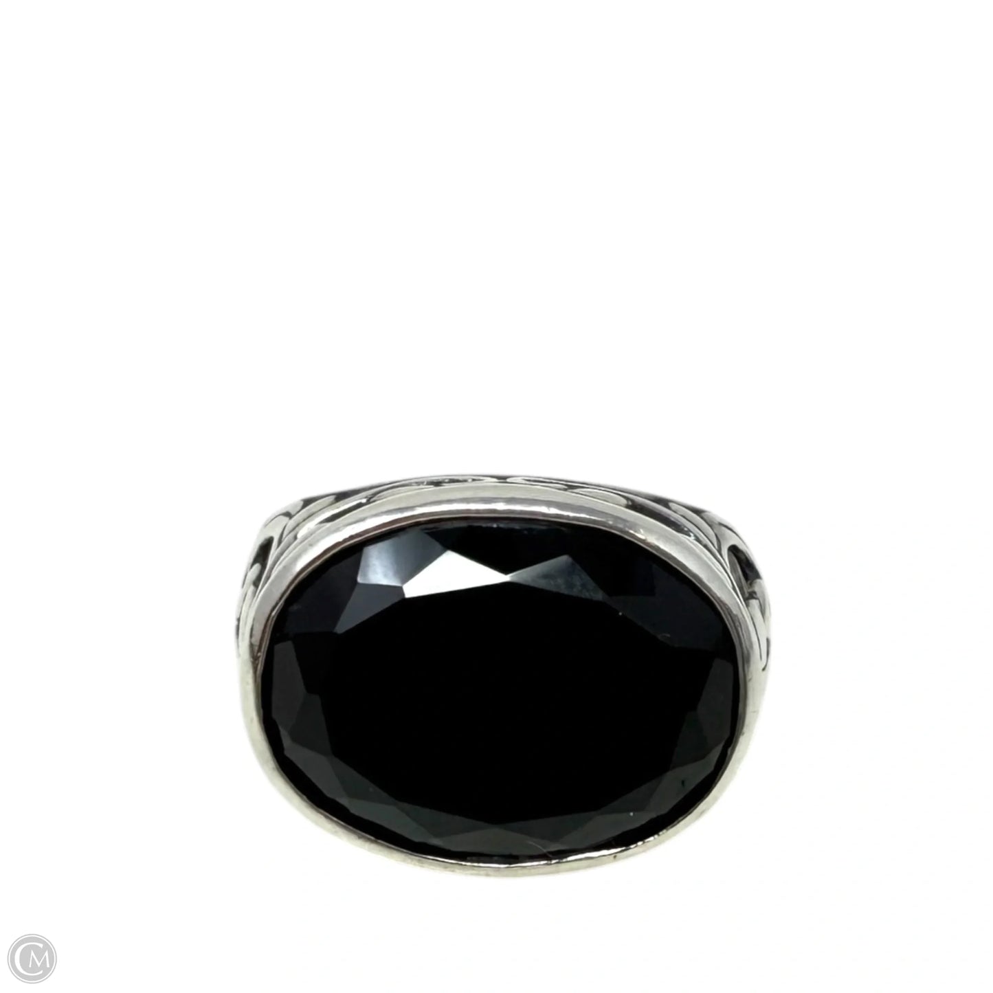Sterling Silver, Onyx Chalcedony, Smoky Swirl Filigree Ring By Silpada, Size: 8