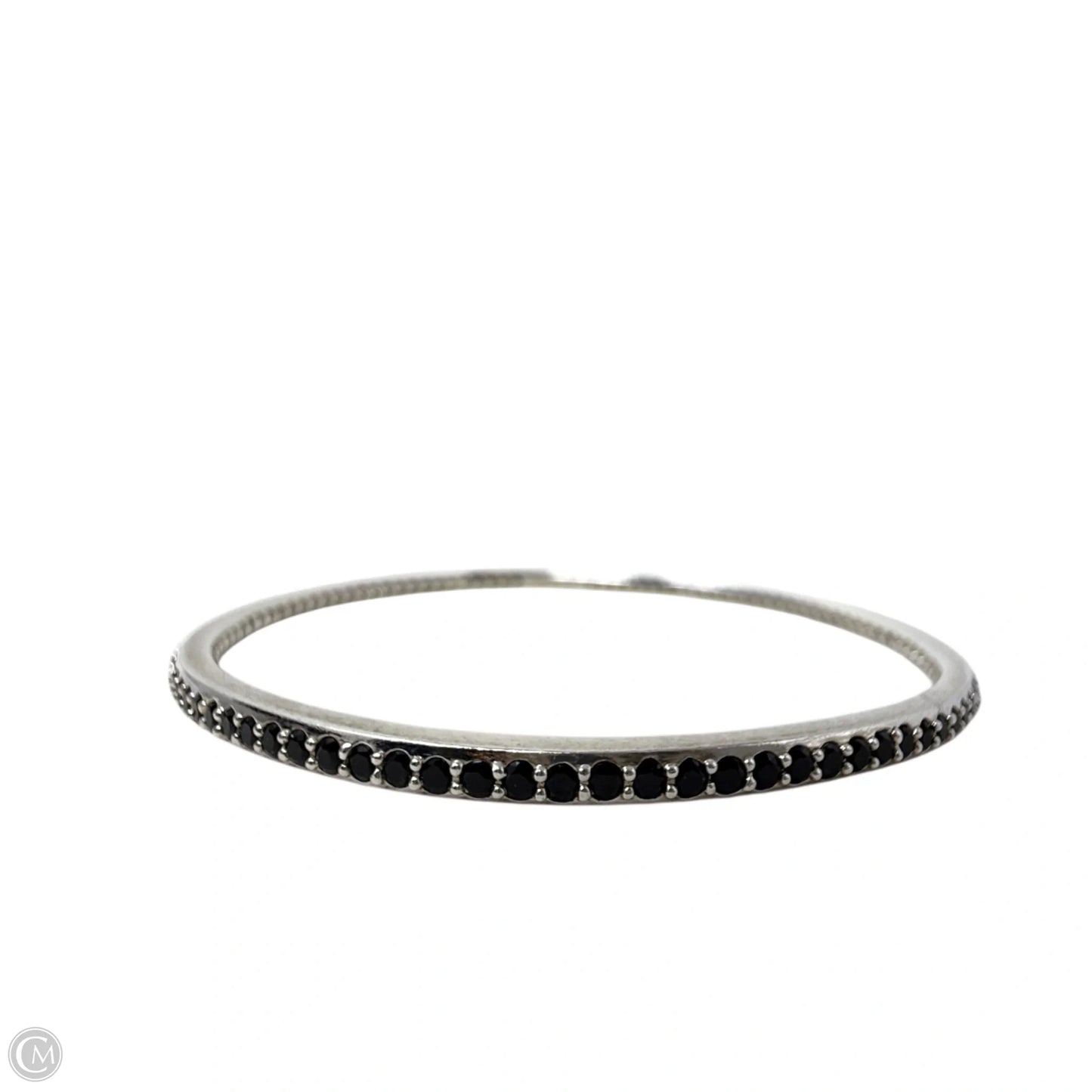 Sterling Silver Hammered & Black Spinel Bangle Bracelet Set By Silpada, Size: 02 Piece Set