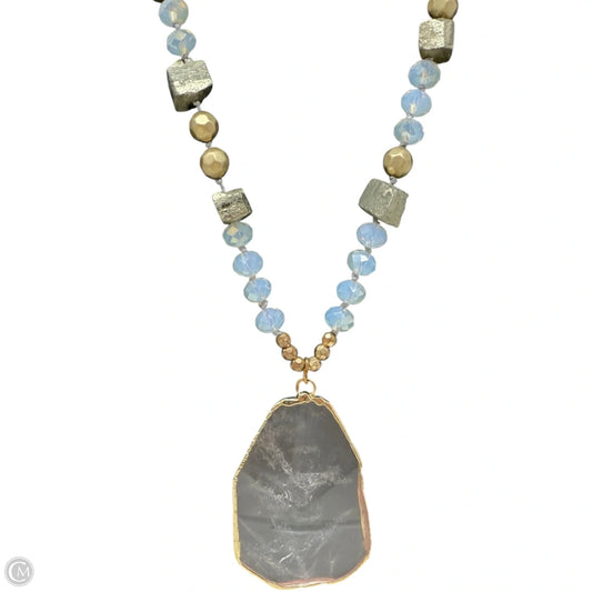 Beaded Stone Pendant Long Necklace