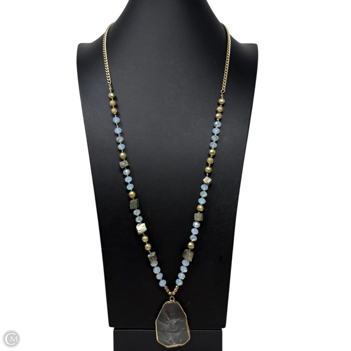 Beaded Stone Pendant Long Necklace
