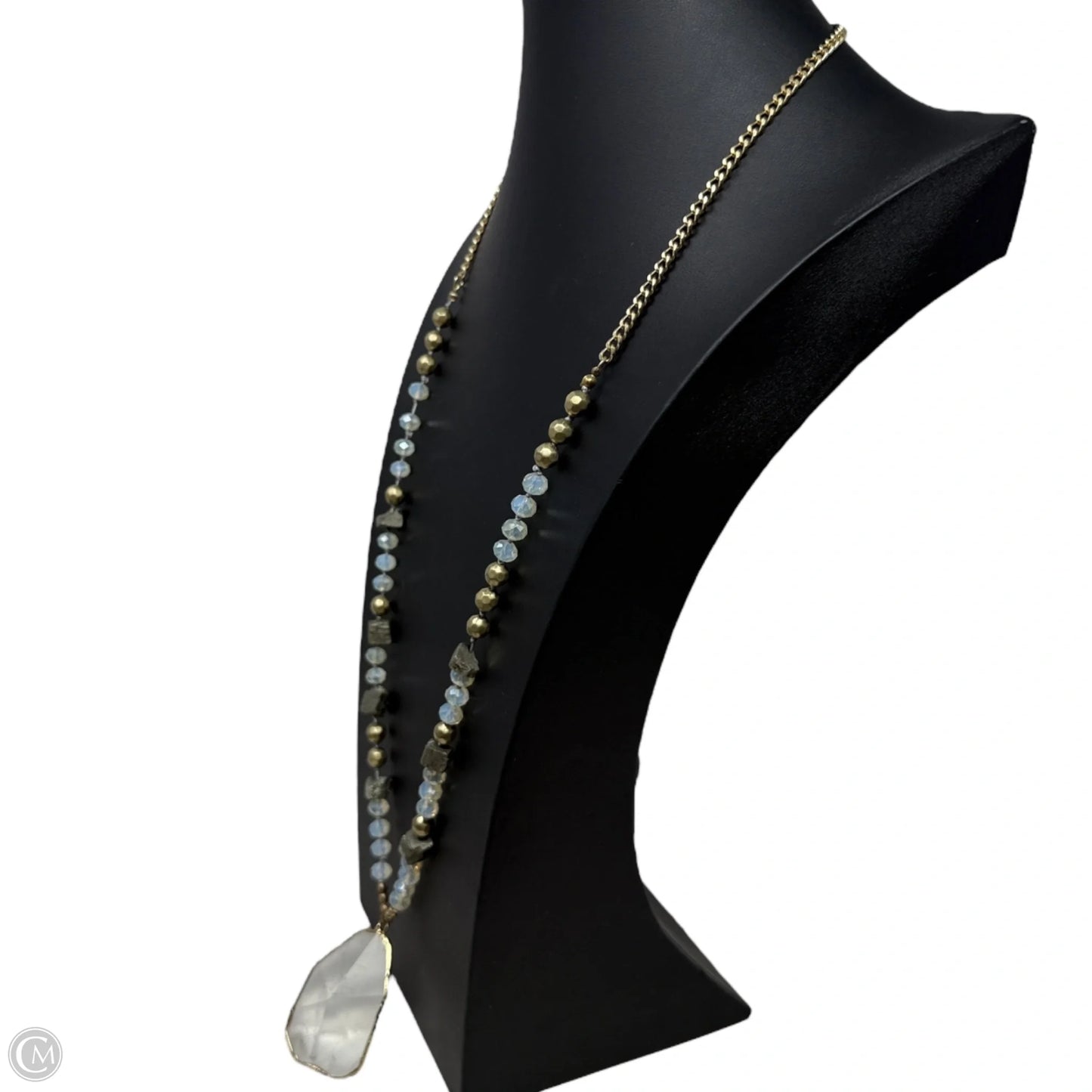 Beaded Stone Pendant Long Necklace