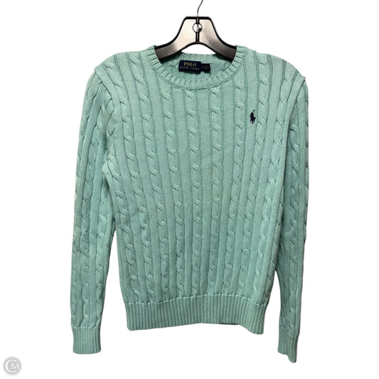 Cable Knit Sweater By Polo Ralph Lauren In Aqua, Size: M