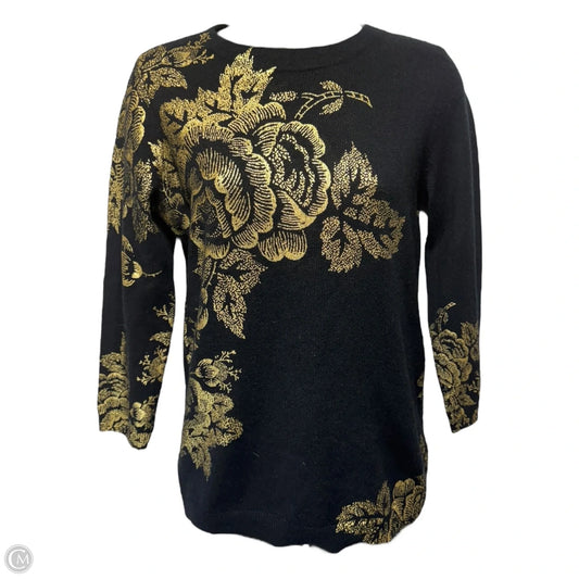 Sweater Cashmere By Talbots In Black & Gold, Size: S