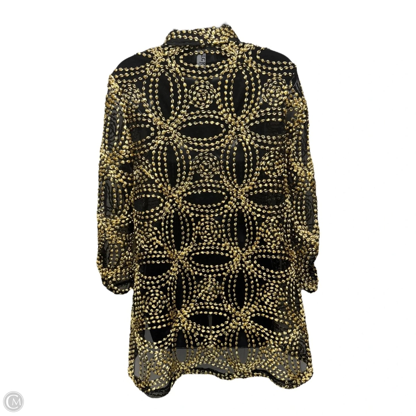 Jacket Shirt By berek In Black & Gold, Size: S