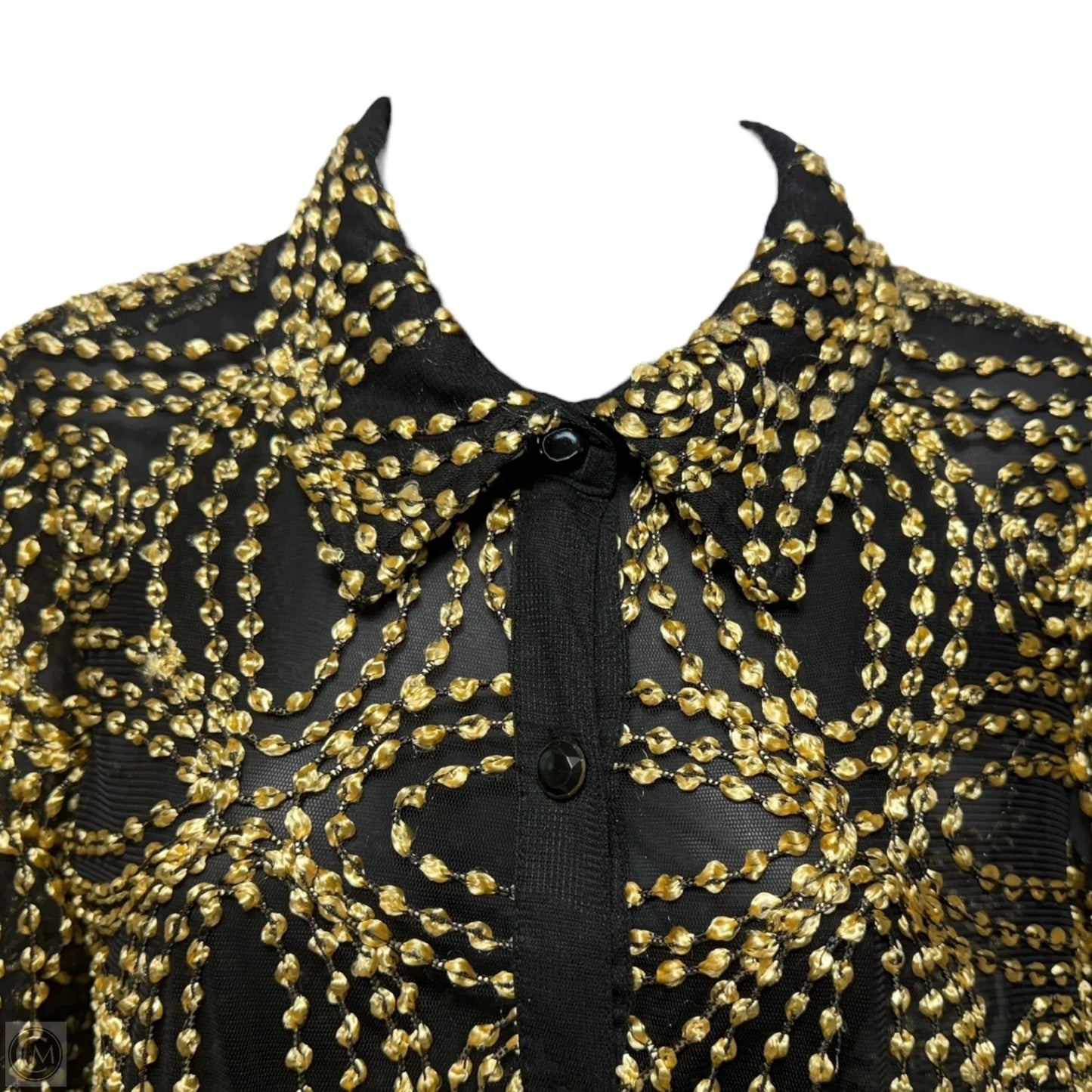 Jacket Shirt By berek In Black & Gold, Size: S