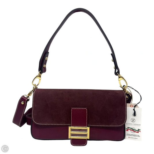 Suede Flap Handbag Leather By Divina Firenze, Size: Medium